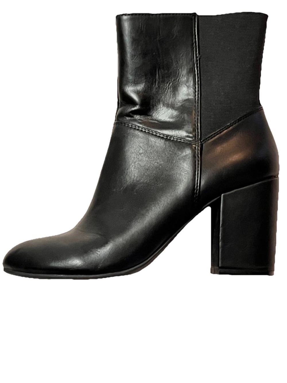 American Eagle Womens Ankle Boots Black Faux Leather Chelsea Pull On Heels  SZ 7
